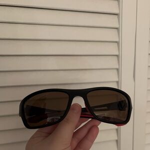 Men's Black and Red Polarized sunglasses pre loved